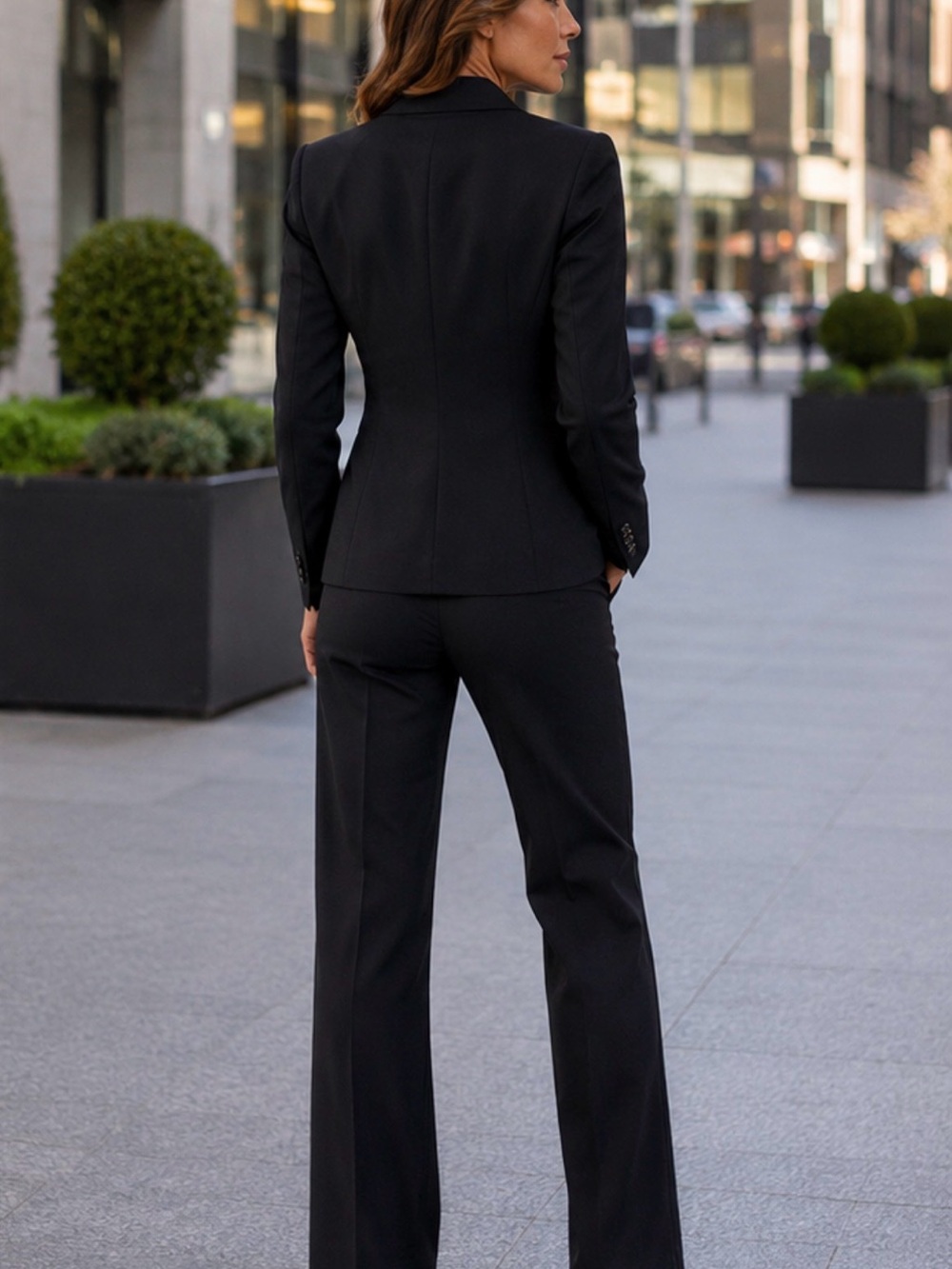 Giorgio Armani Black Virgin Wool Pant Suit IT 42 US 6 Made In Italy Blazer - Picture 3 of 16